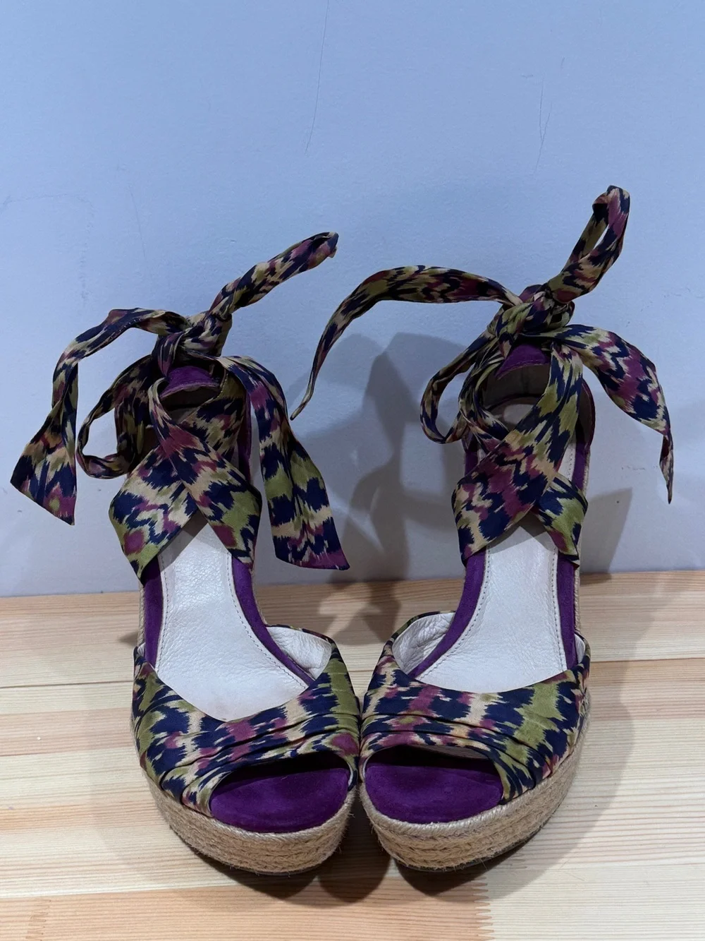 UGG Lucianna Marrakech Silk Tie Espadrille Wedges - Purple/Multi